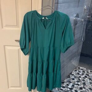 Michele Teal Smocked Dress